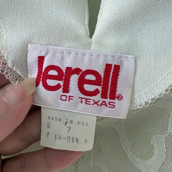 Jerell of Texas Vintage 70s Cream Lace Belted Dress Size 7 - Picture 5 of 8